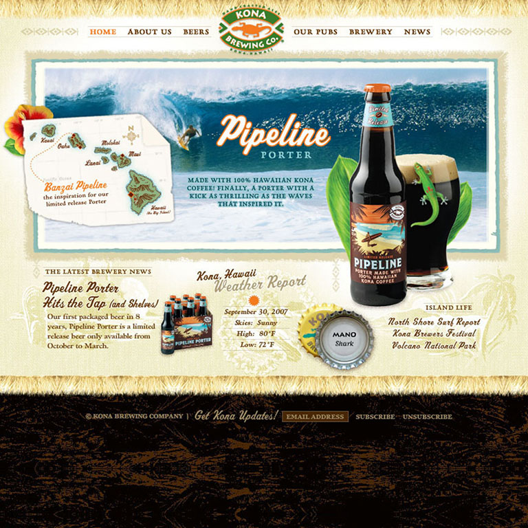 Brewery site Design for Kona Brewing / Moto Interactive + Branding
